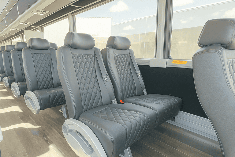 interior of Cranston Coach Bus Service charter bus