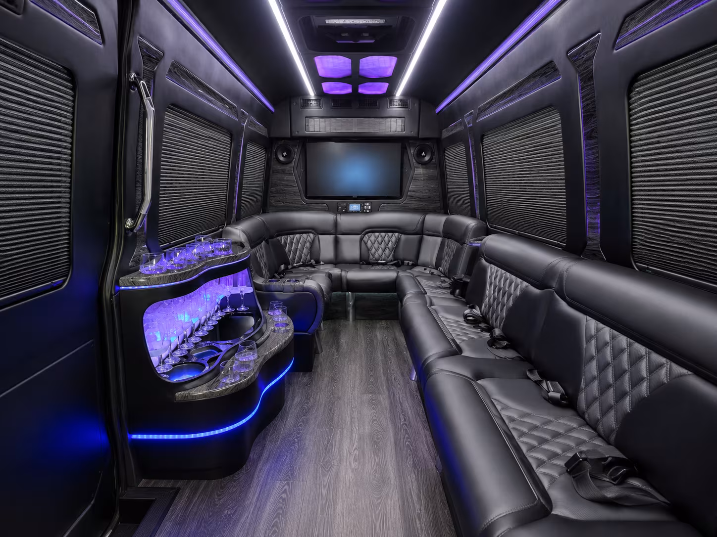 cranston 40 passenger party bus inside